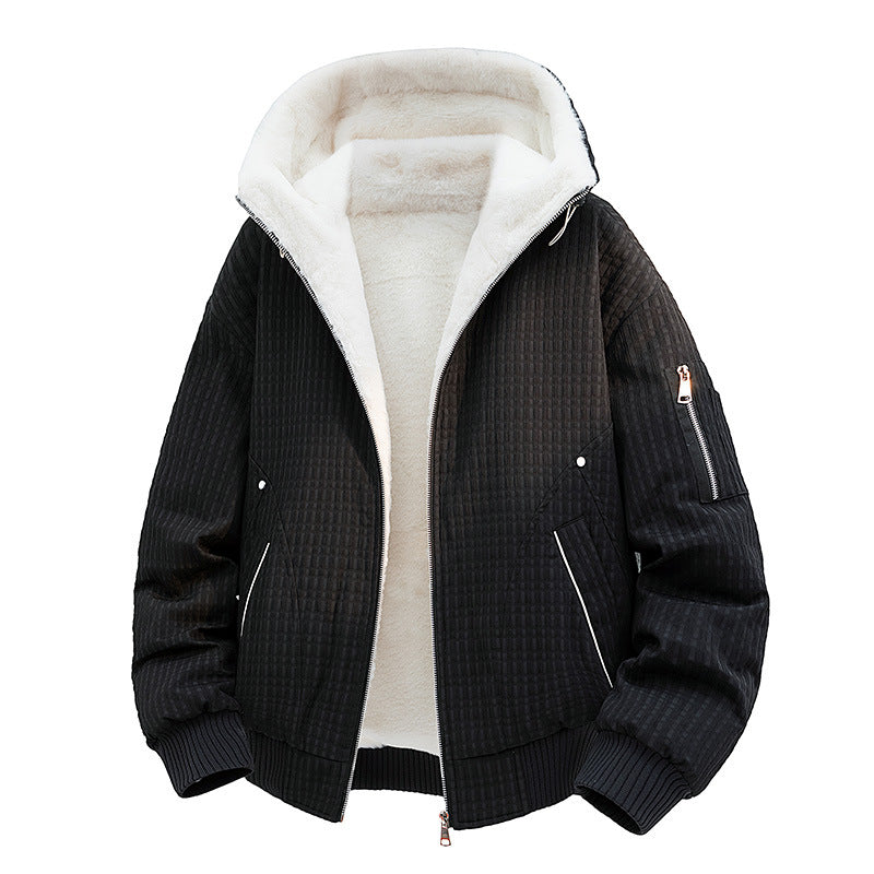 Women's Quilted Teddy Fleece Bomber Jacket with Hood and Fine Quilted Texture Chichicherry
