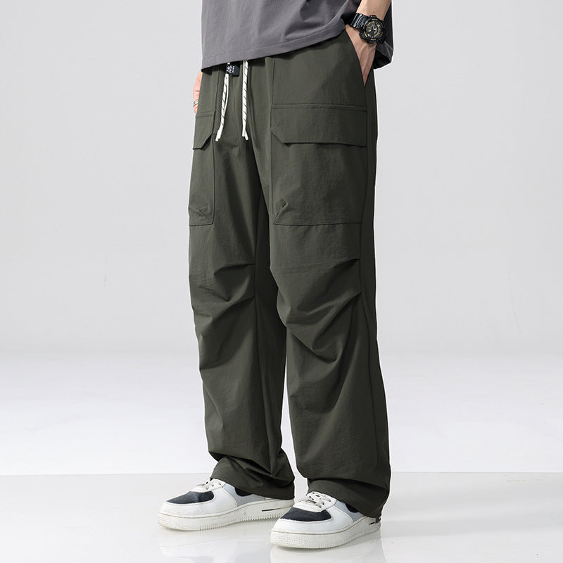 Men's Oversized Cargo Pants made of lightweight functional fabric with drawstring waistband and multiple pockets Chichicherry