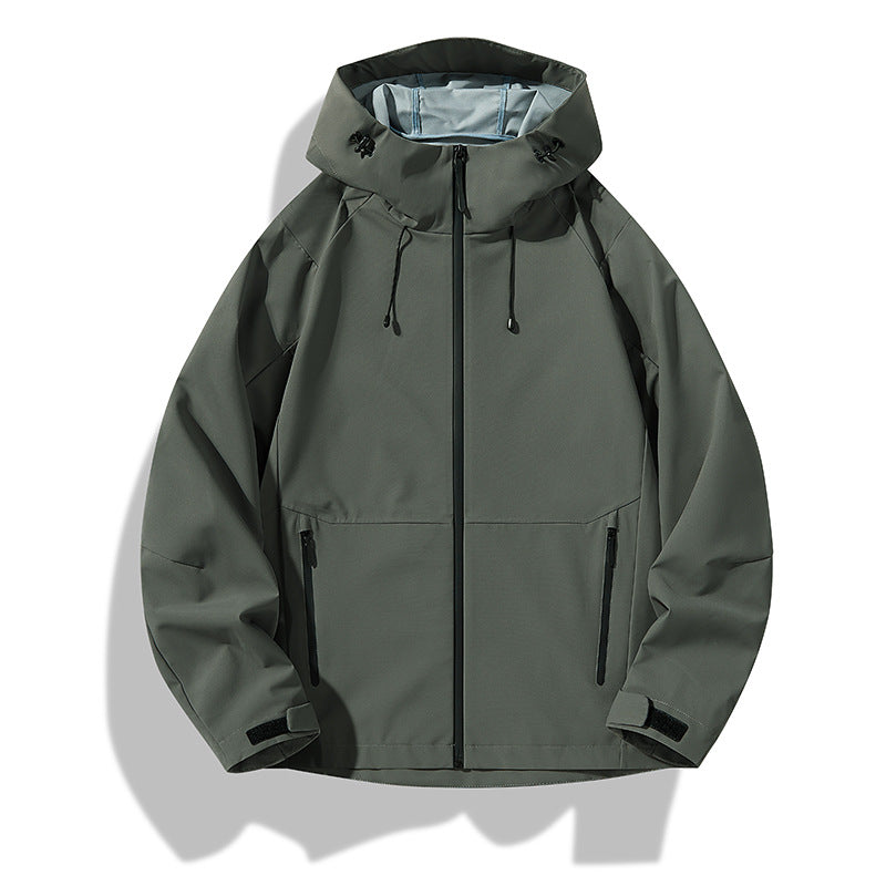 Men's Minimalistic Softshell Rain Jacket with TPU Membrane, Taped Seams and Adjustable Hood Chichicherry