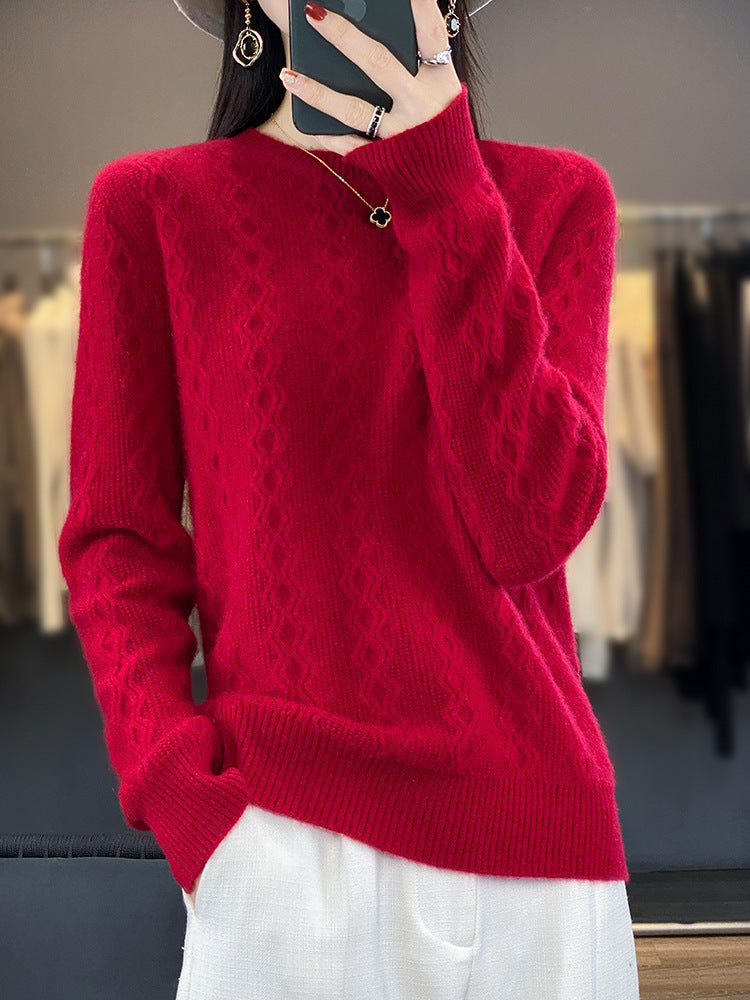 Women's cable pattern fine knit sweater with fine texture and boxy silhouette Chichicherry