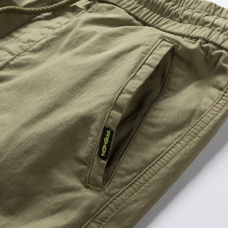 Men's Cargo Joggers with Elastic Waistband, Multi-Functional Pockets and Smocked Cuffs Chichicherry