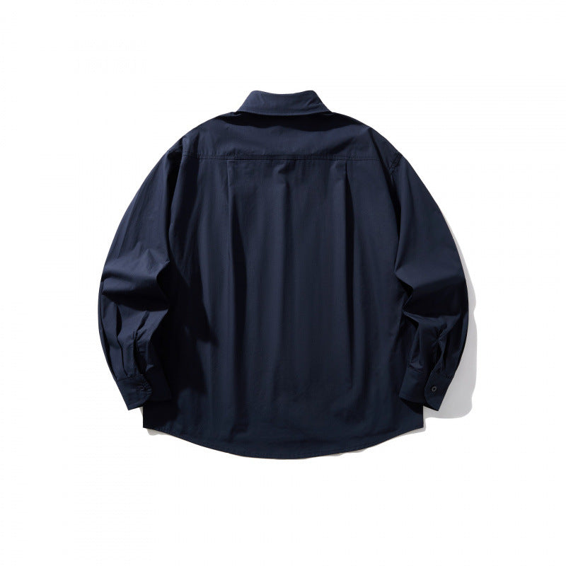 Men's Boxy Overshirt with Chest Pocket and Shirt Collar made of Lightweight Cotton Mix Chichicherry