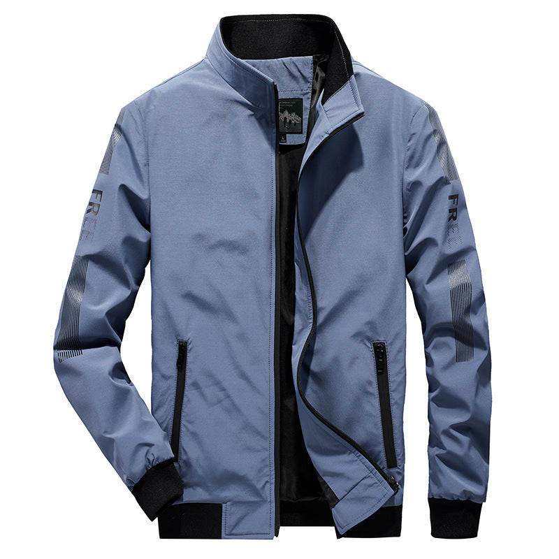Men's Lightweight Softshell Bomber with Reflective Sleeve Details and High Standing Collar Chichicherry