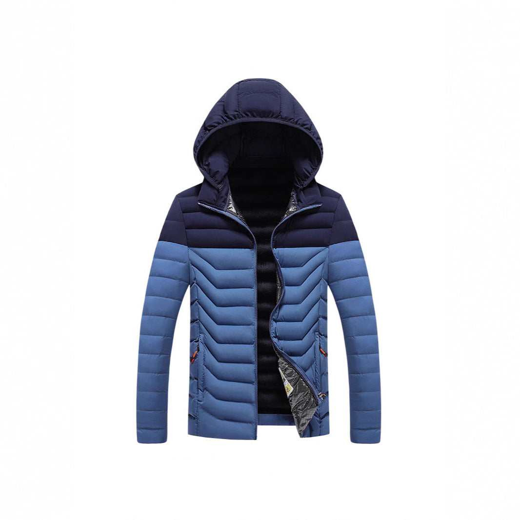 Men's ultra-light quilted hooded jacket with chevron quilting, windproof outer layer and thermal lining Chichicherry