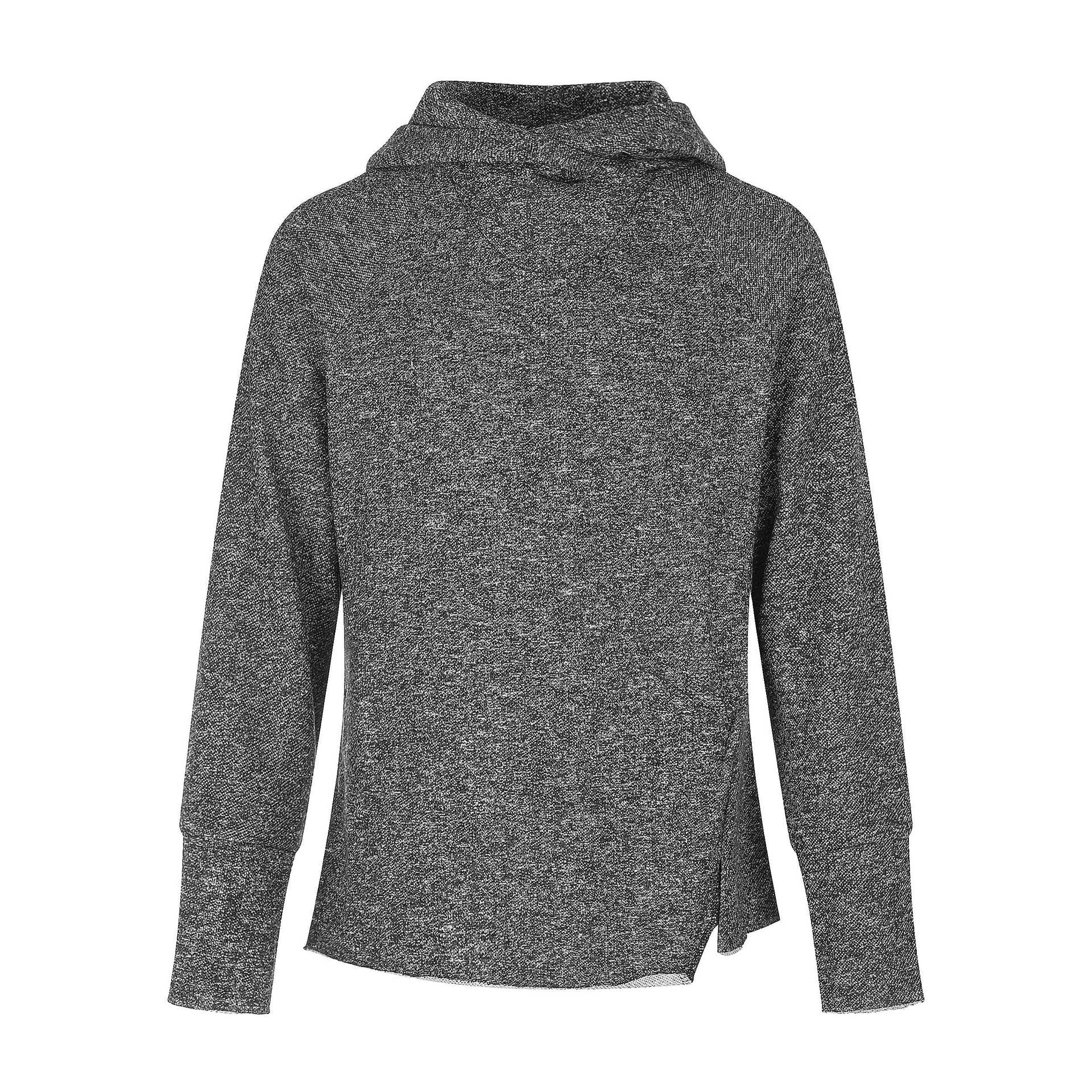 Women’s finely textured knit sweater with funnel neck, raglan sleeves, and side slit Chichicherry
