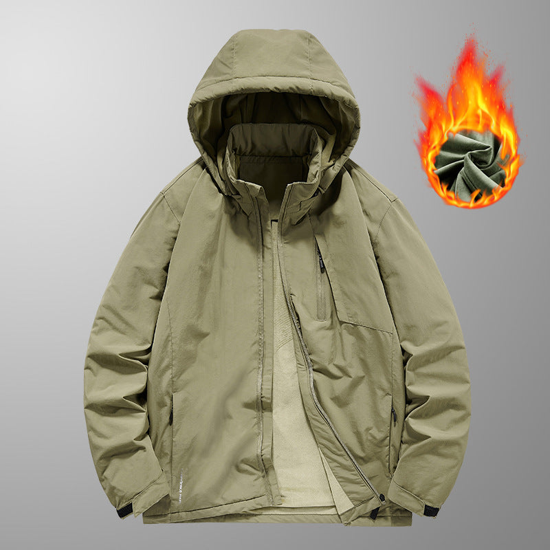 Men's water-repellent hooded field jacket with thermal lining and concealed zipper Chichicherry