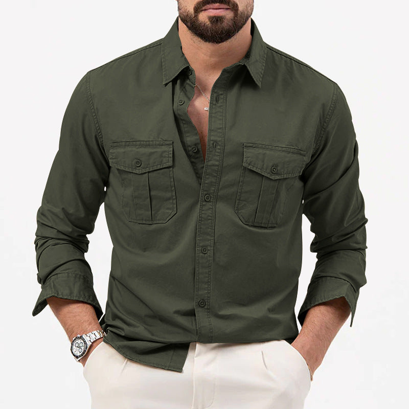 Men's shirt with chest pockets and Kent collar, casual regular fit made of cotton mix Chichicherry
