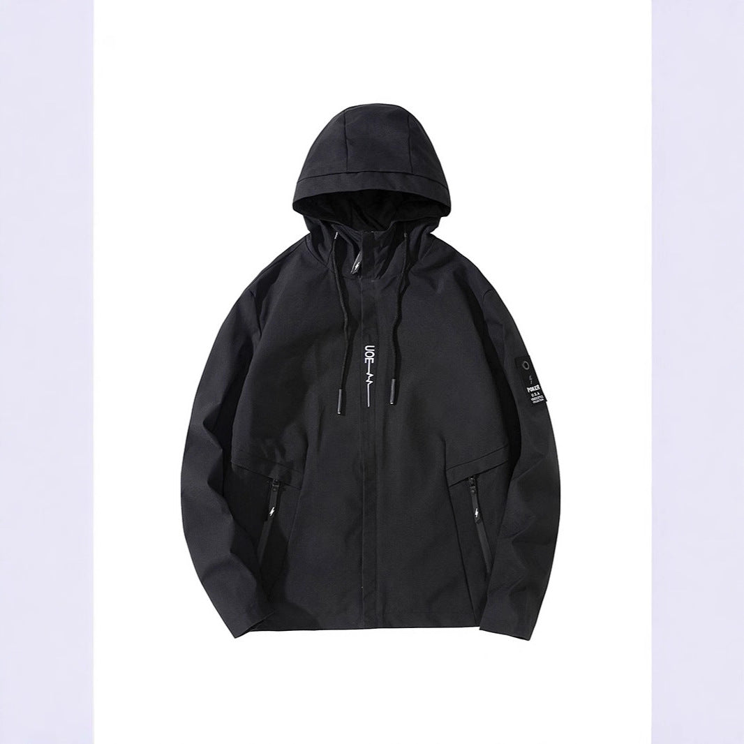 Men's lightweight hooded softshell jacket in urban utility style with adjustable hood and concealed zipper Chichicherry