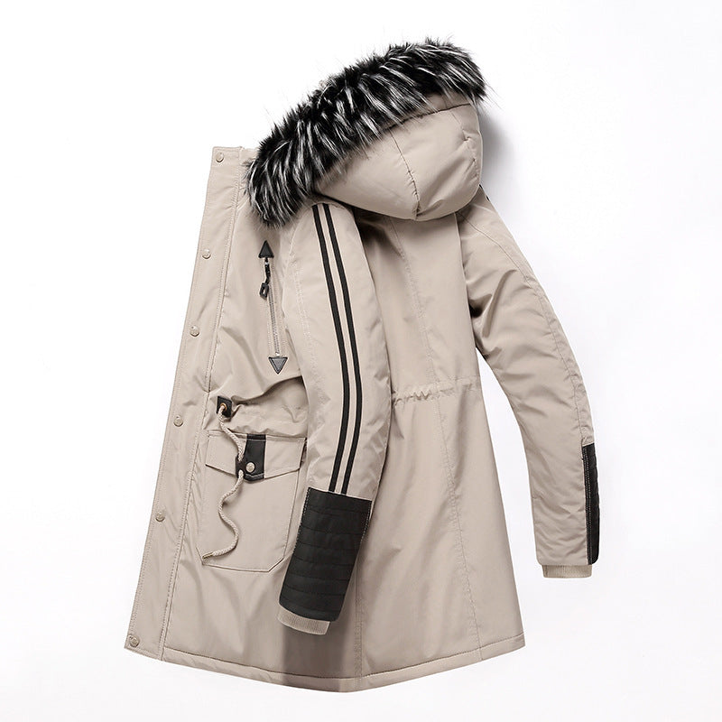 Men's longer winter parka with synthetic fur hood, padded thermal insulation and multifunctional pockets Chichicherry