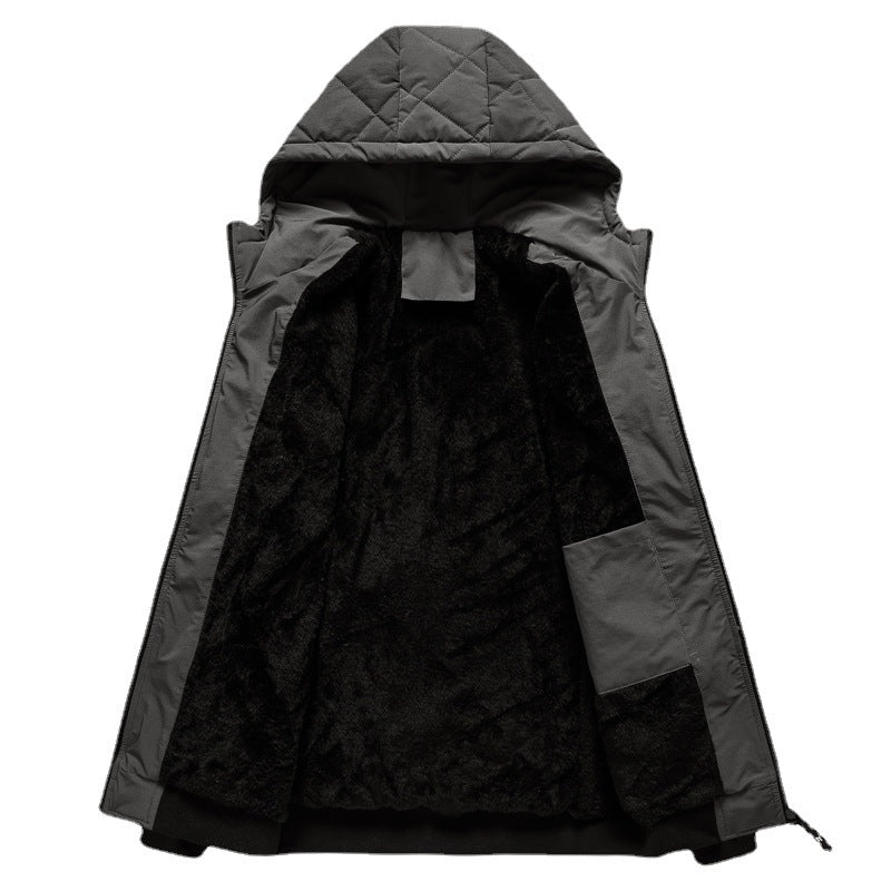 Men's quilted hooded jacket with light thermo insulation and ribbed cuffs Chichicherry