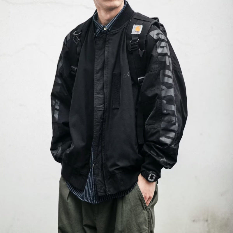 Unisex Leichte Oversize-Bomberjacke aus Nylon mit reflektierenden Ärmeln und Rippbündchen Chichicherry