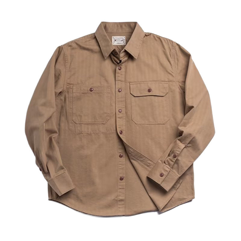 Herren Baumwoll‑Twill‑Worker‑Hemd mit Pattentaschen und kastiger Passform Chichicherry