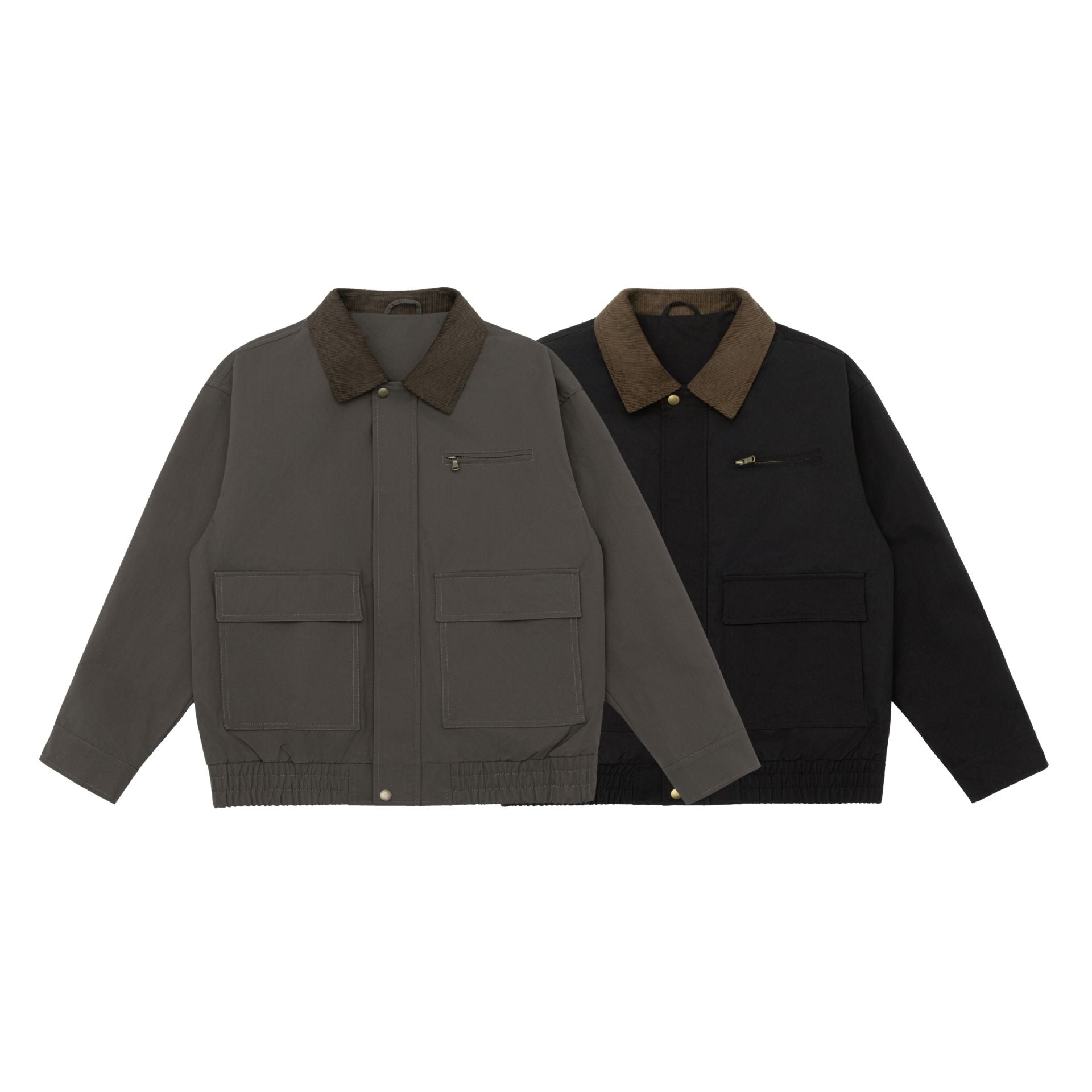 Men's Oversized Workwear Jacket with Cord Collar and Large Flap Pockets Chichicherry