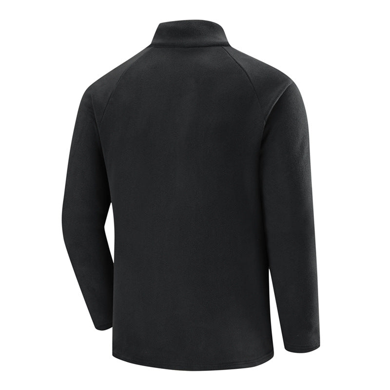 Men's Fleece Half-Zip Training Shirt with Stand-up Collar and Sleeve Zipper Pocket Chichicherry