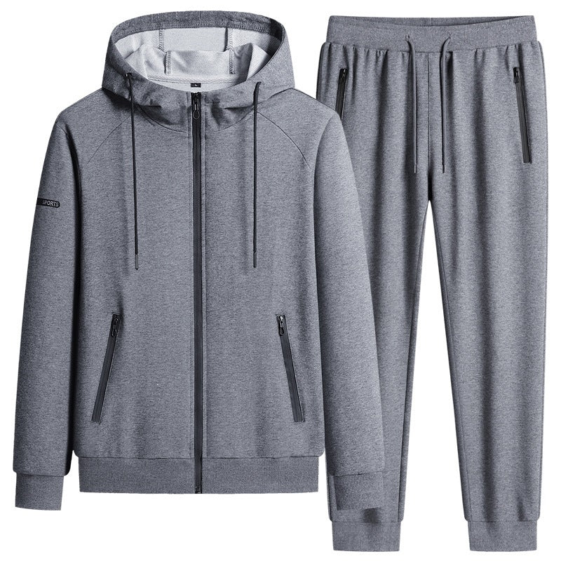 Men's Sporty Softshell Training Suit Set with Fleece-Lined Jacket and Tapered Jogging Pants Chichicherry