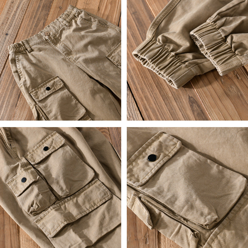 Men's Utility Cargo Joggers with Reinforced Leg Pockets and Elastic Ankle Cuff Chichicherry