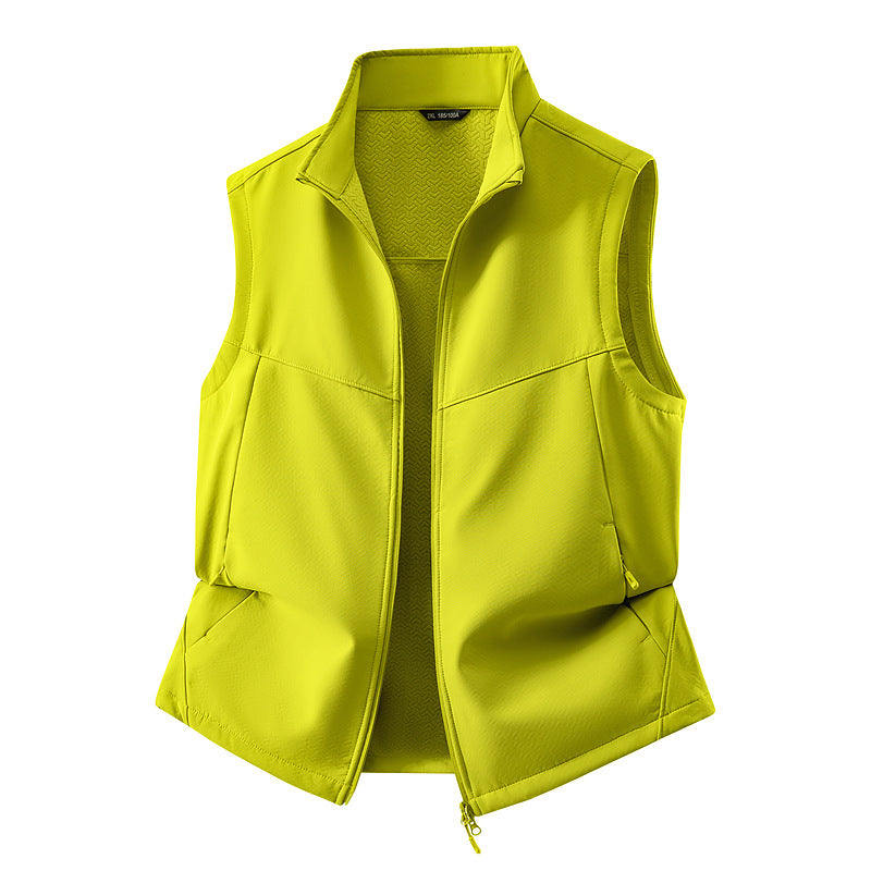 Women's Sleeveless Softshell Vest with Stand-Up Collar, Stretch Lining and Two-Way Zipper Chichicherry