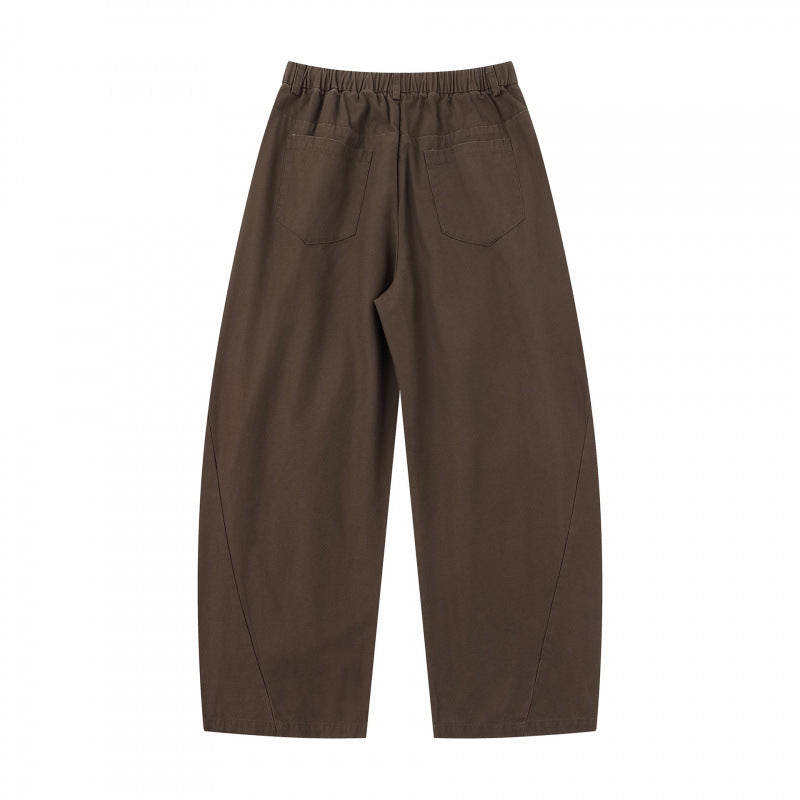 Women Wide Culotte Pants with Elastic Waistband, Decorative Pleats and Curved Seam Details Chichicherry