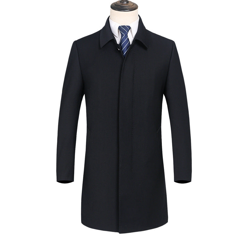 Men's Modern Business Coat with Light Thermal Lining and Straight Cut Chichicherry
