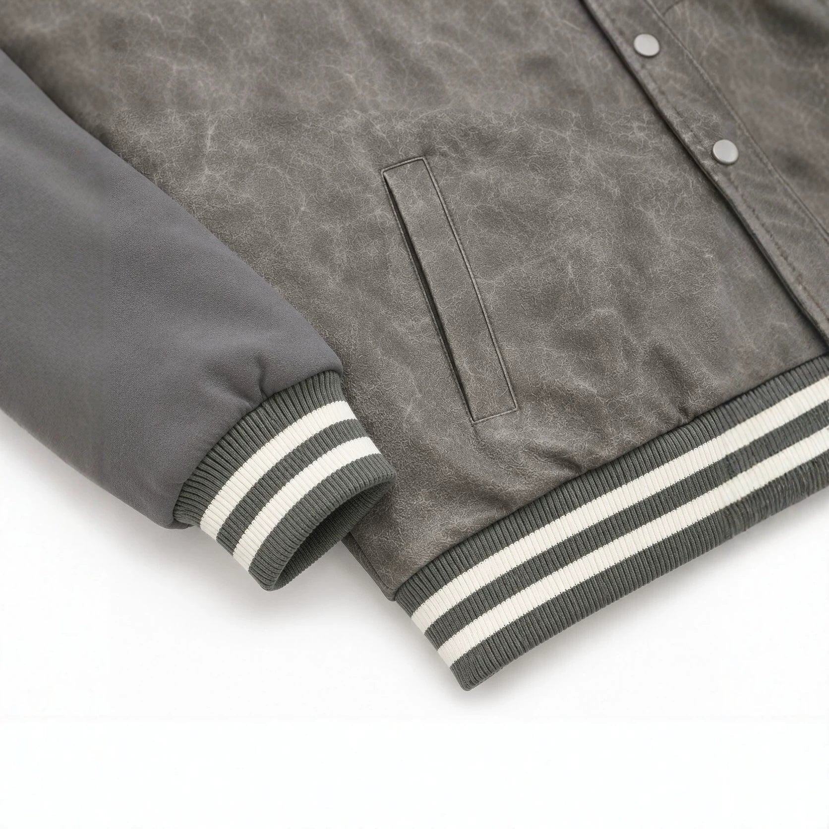 Men's varsity bomber jacket in college style made of faux leather with appliqués Chichicherry