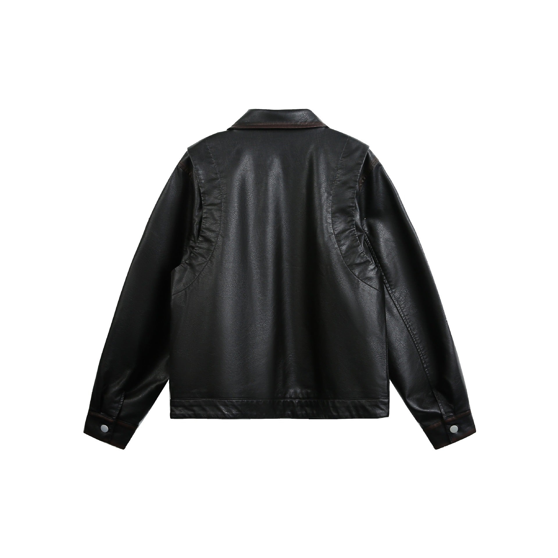Unisex Oversized Faux Leather Pilot Jacket with Full Metal Zipper Chichicherry