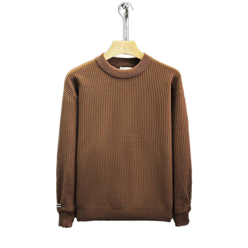 Herren Feiner Rippenstrick-Pullover mit Rundhalsausschnitt und verstärkter Schulternaht Chichicherry