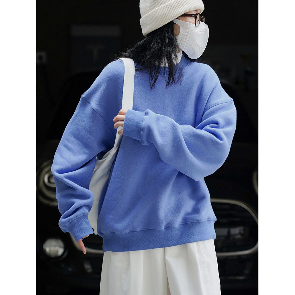Women's Loose Oversized Sweatshirt with Drop Shoulder and Ribbed Hem Chichicherry