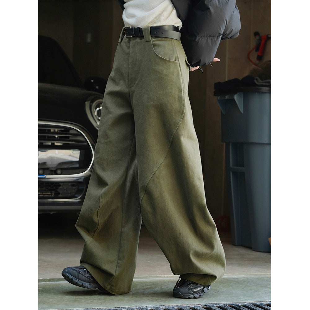 Women Wide High-Waist Cargo-Baggy Pants with Flap Pocket Chichicherry