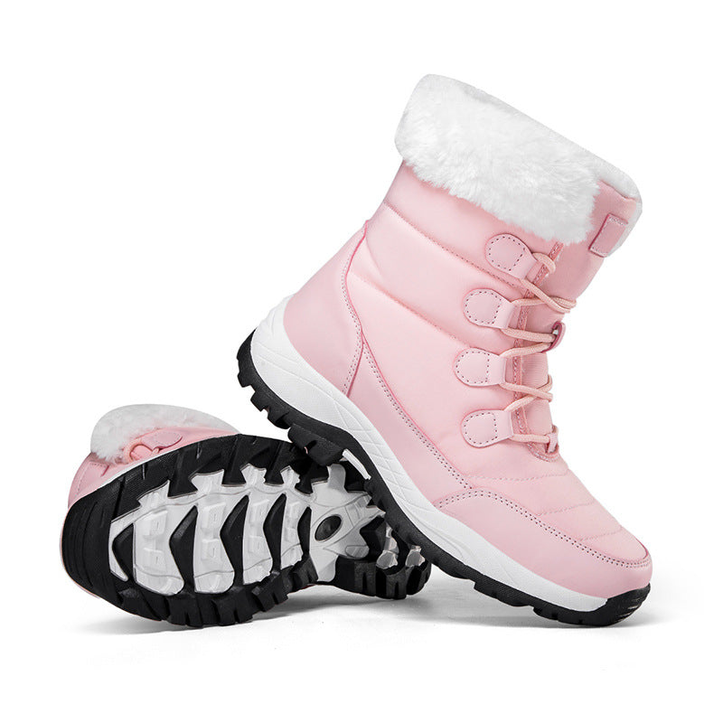 Women's thermo winter boots with cozy faux fur collar, water-repellent layer and non-slip tread sole Chichicherry