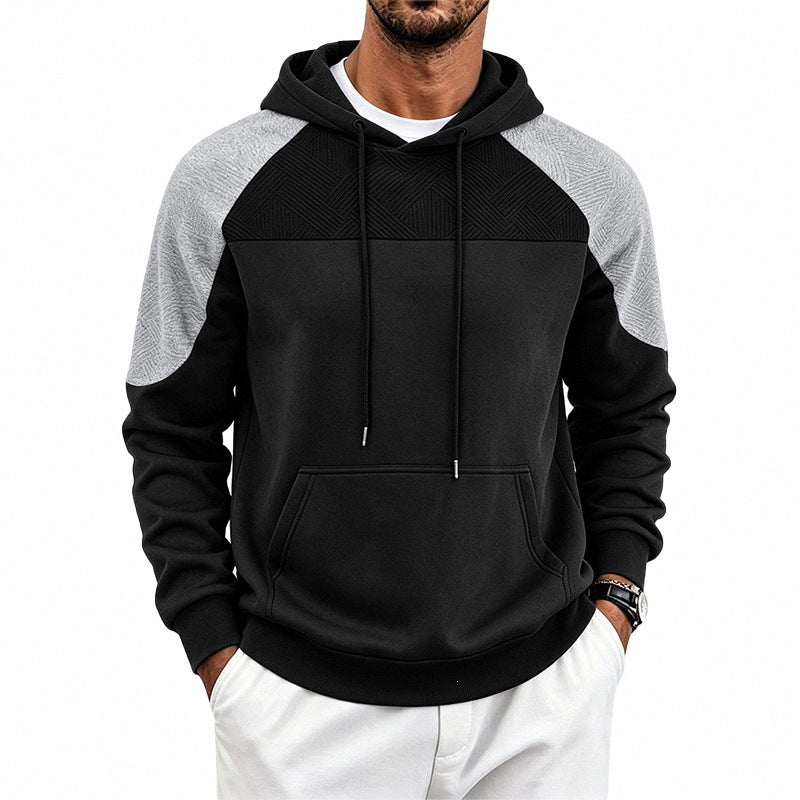 Men's hooded sweatshirt made of French Terry with waffle structure inserts and kangaroo pocket Chichicherry