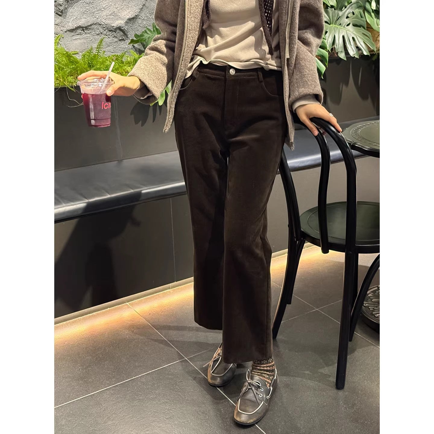 Women Elegant Flared Cord Pants Chichicherry