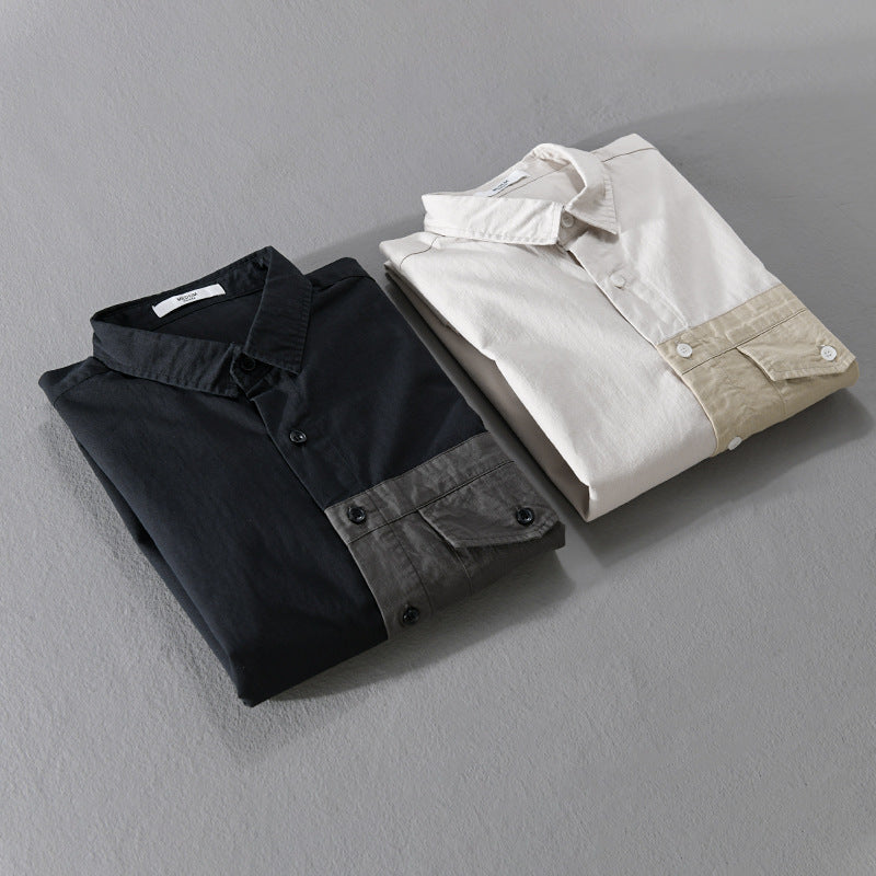 Men's Contrast Chest Pocket Overshirt made of light cotton blend with Relaxed Fit Chichicherry