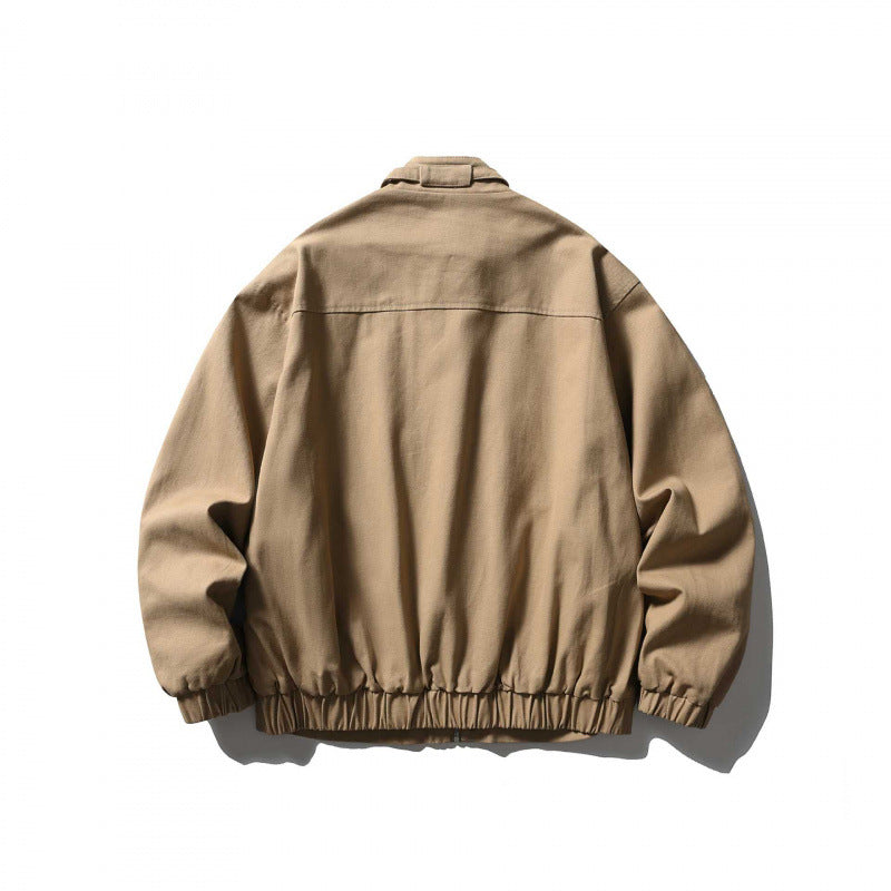 Men's short blazer in a minimalist worker look made of heavy canvas with stand-up collar Chichicherry