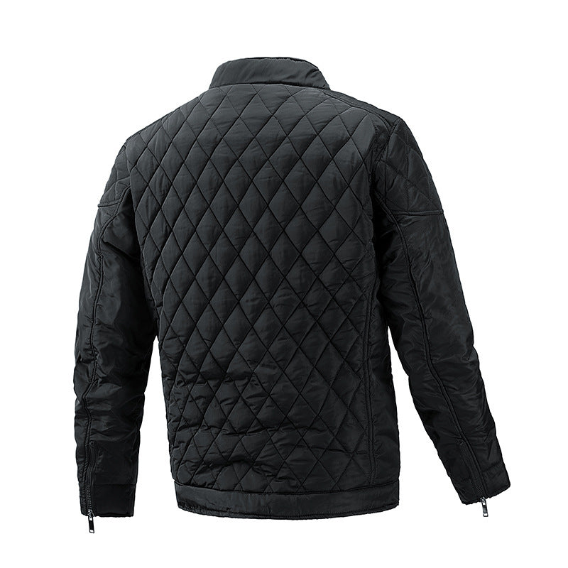 Men's quilted transitional jacket with diamond quilting, stand-up collar and zipper Chichicherry