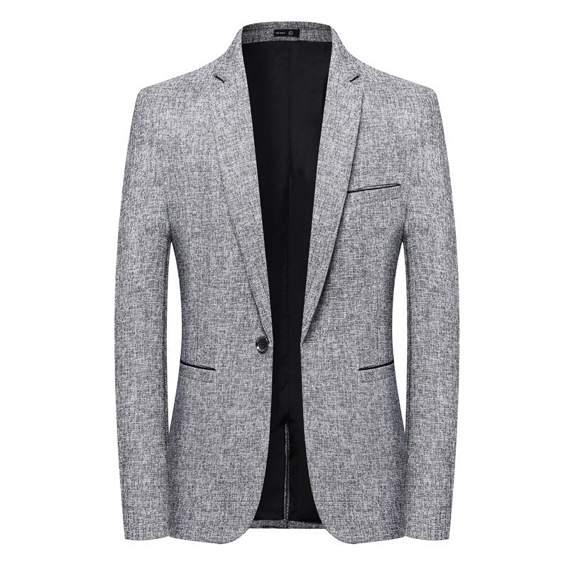 Men's Slim-Fit Structured Blazer in Linen-Tweed Look with Single-Button Silhouette Chichicherry