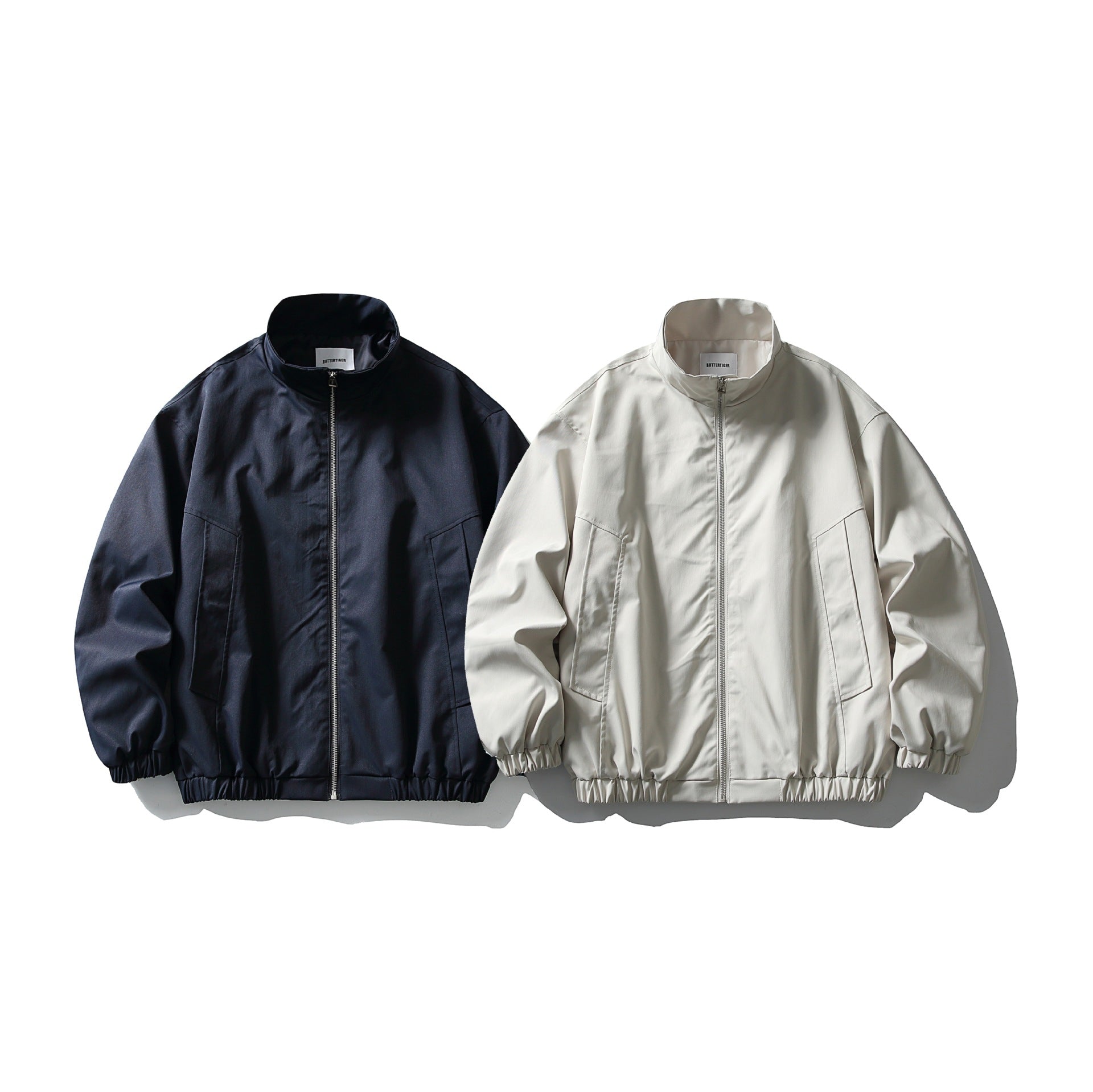 Men's Tech Bomber Jacket in Workwear Style with High Stand-Up Collar and Elastic Hem Chichicherry