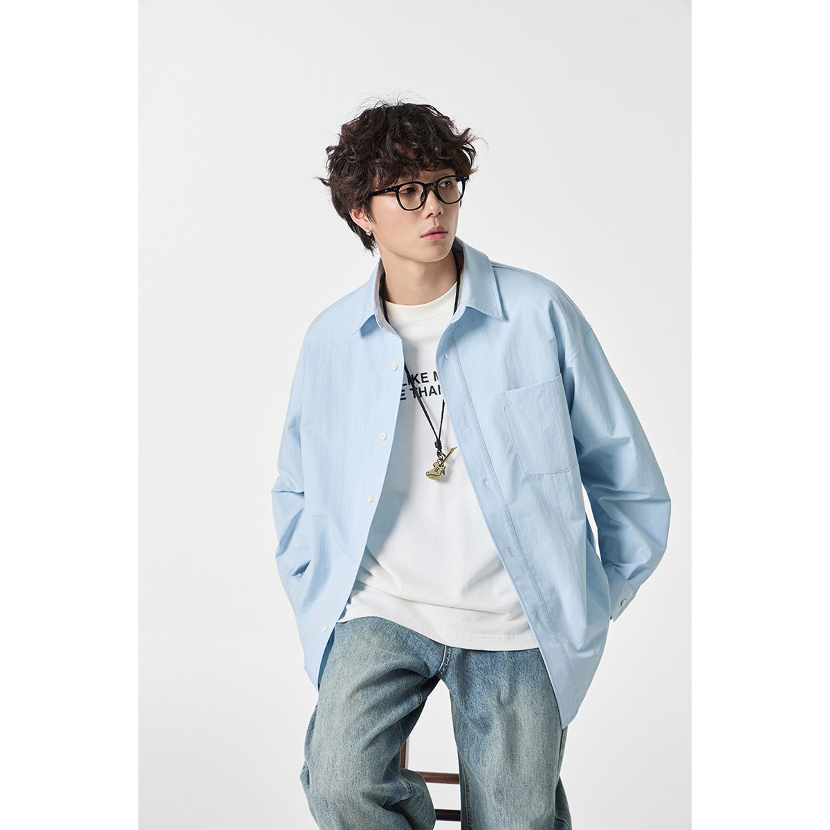 Unisex Checkered Overshirt in Patchwork Look with Chest Pocket Chichicherry
