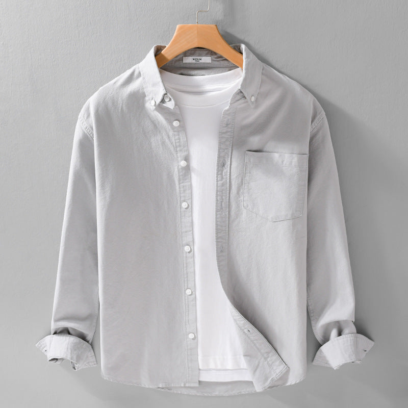 Men's Soft-Touch Layering Shirt made of Cotton Oxford with Inner Shirt, Kent Collar and Chest Pocket Chichicherry