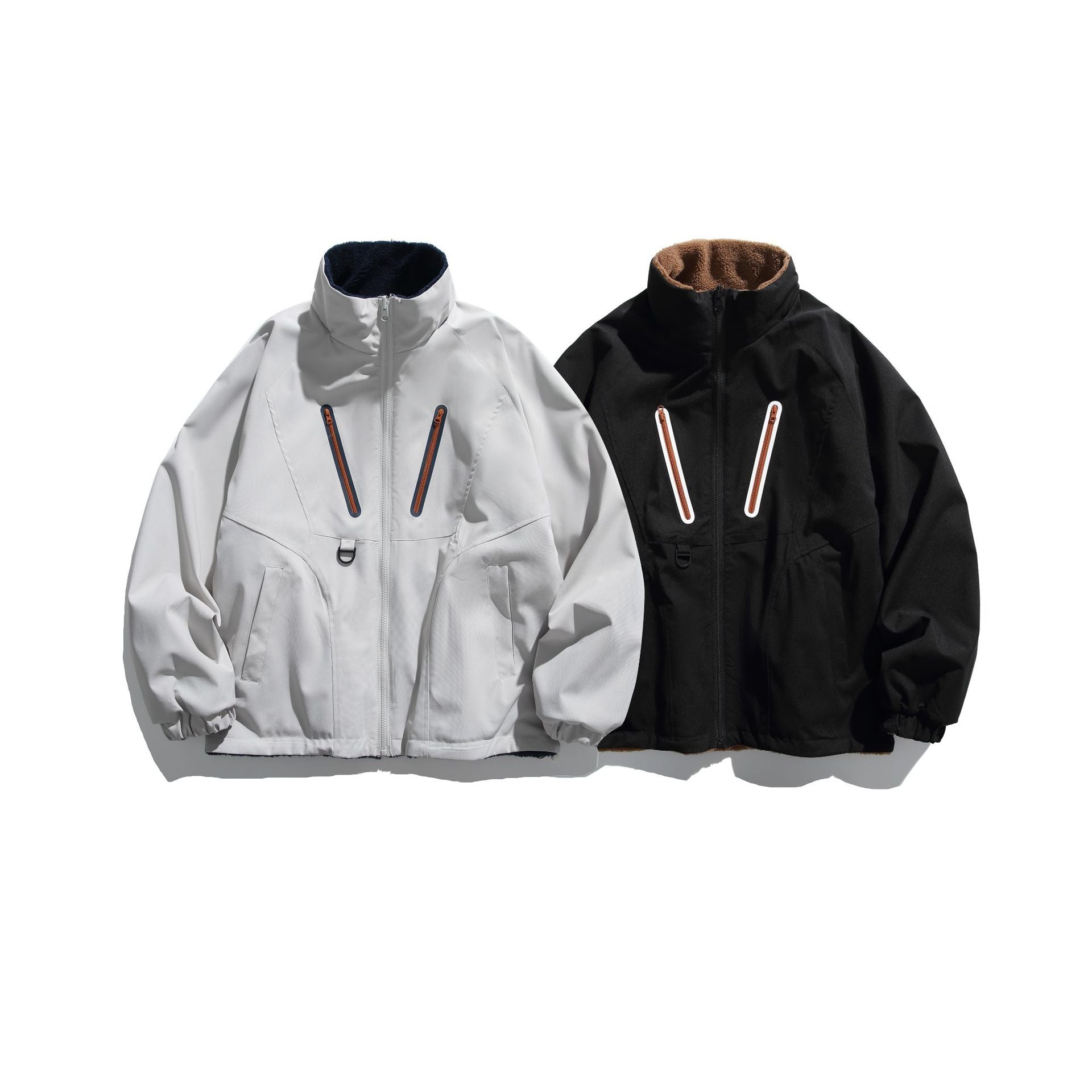 Unisex Technical Softshell Jacket with Fleece Lining and Vertical Chest Zippers Chichicherry