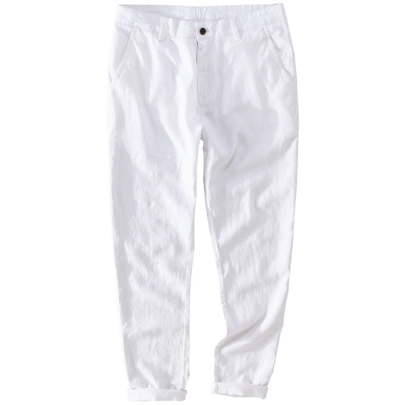 Men's Lightweight Linen Chino with Slim Fit and Rolled Hem Chichicherry