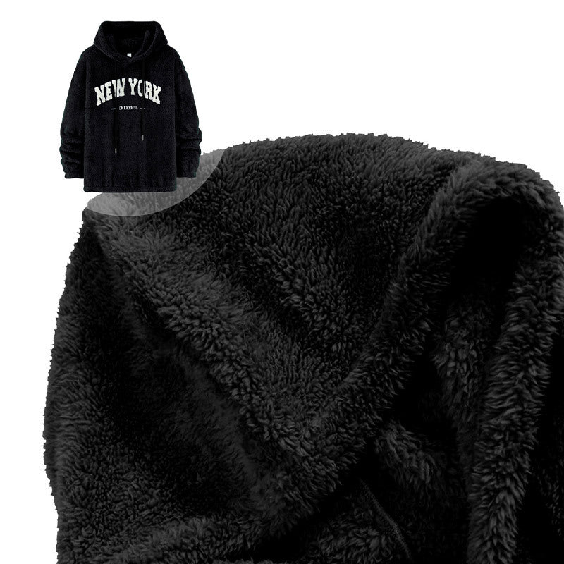 Unisex Cozy Teddy Fleece Hoodie with Chenille Lettering Chichicherry