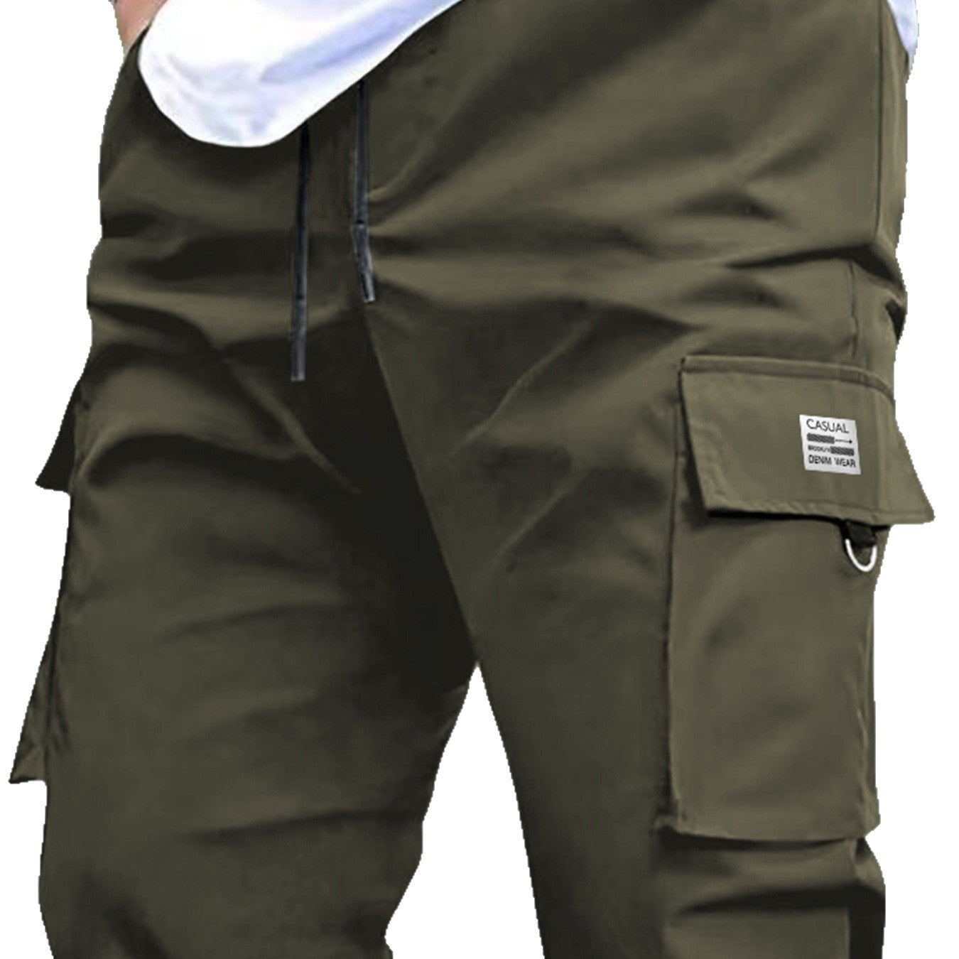 Men's Lightweight Technical Cargo Pants with Drawstring Waist, D-Ring & Large Flap Pockets Chichicherry