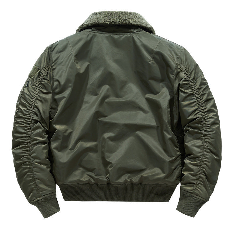 Men's pilot bomber jacket with teddy collar, multiple pockets, and windproof nylon shell Chichicherry