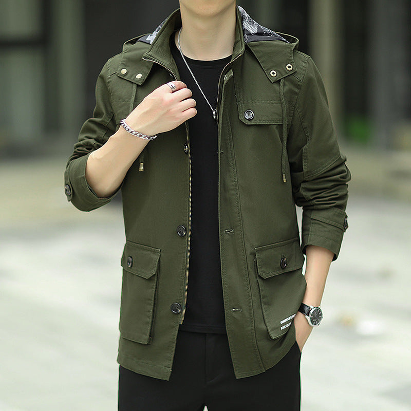 Men's transitional parka in field design with hood, flap pockets and arm straps Chichicherry