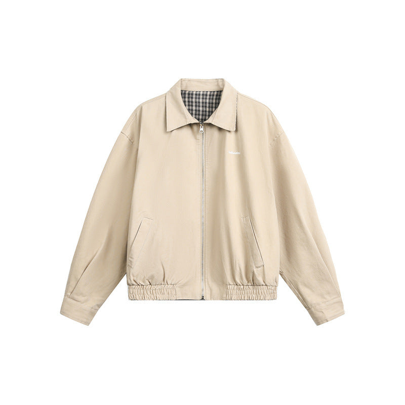 Unisex short jacket in Harrington style with zipper and checkered lining Chichicherry