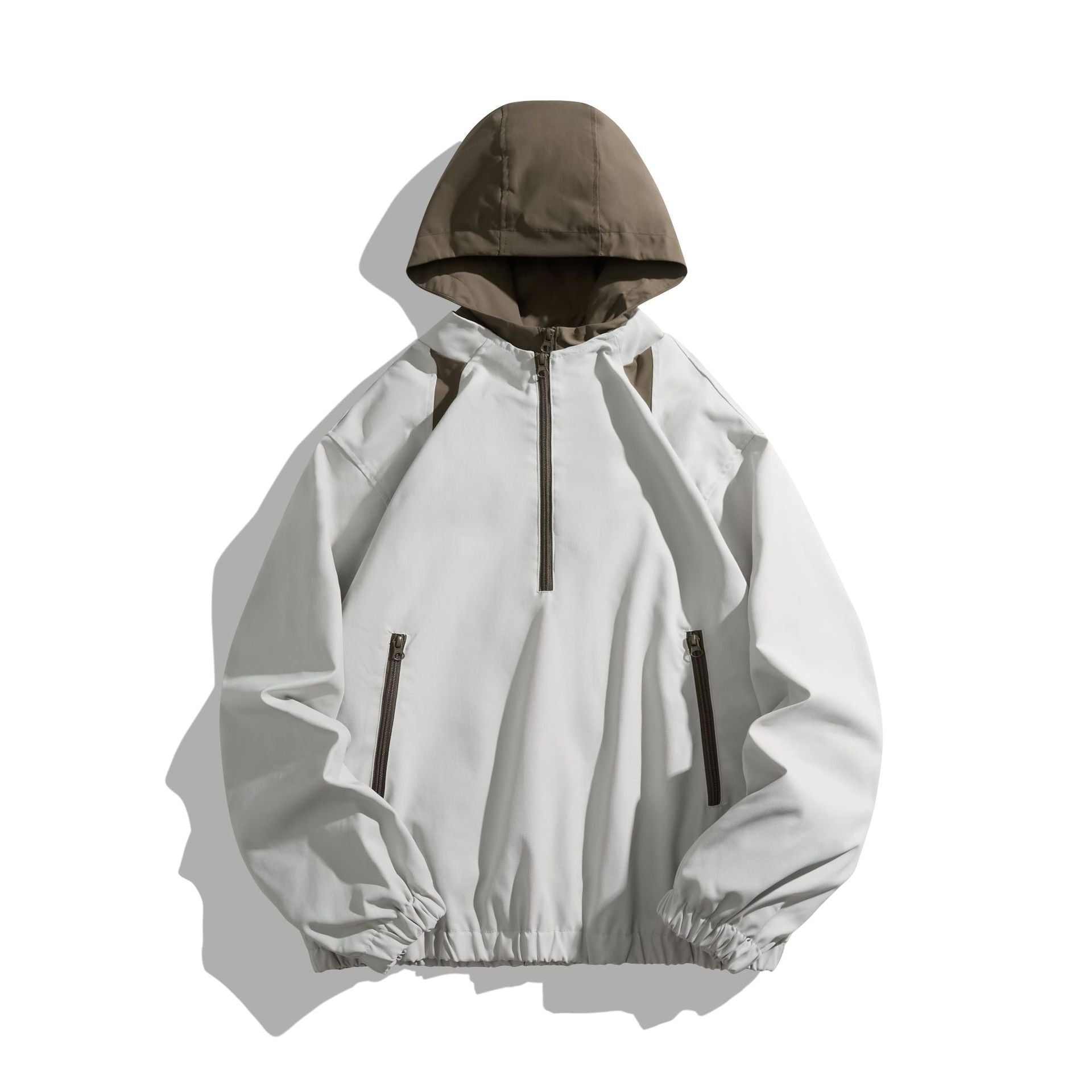 Unisex Lightweight Anorak with Contrast Hood and Half Zipper Chichicherry