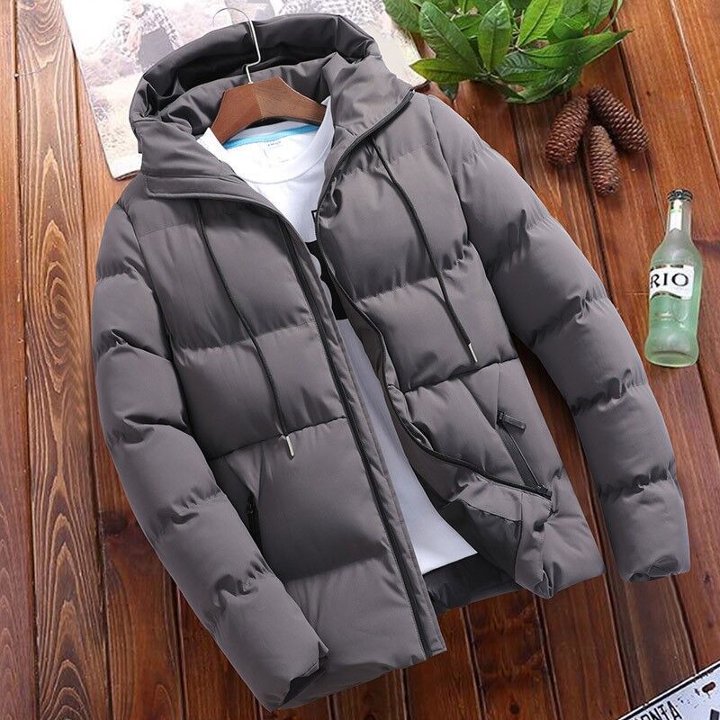 Men's padded hooded quilted jacket with windproof thermal filling and modern slim cut Chichicherry