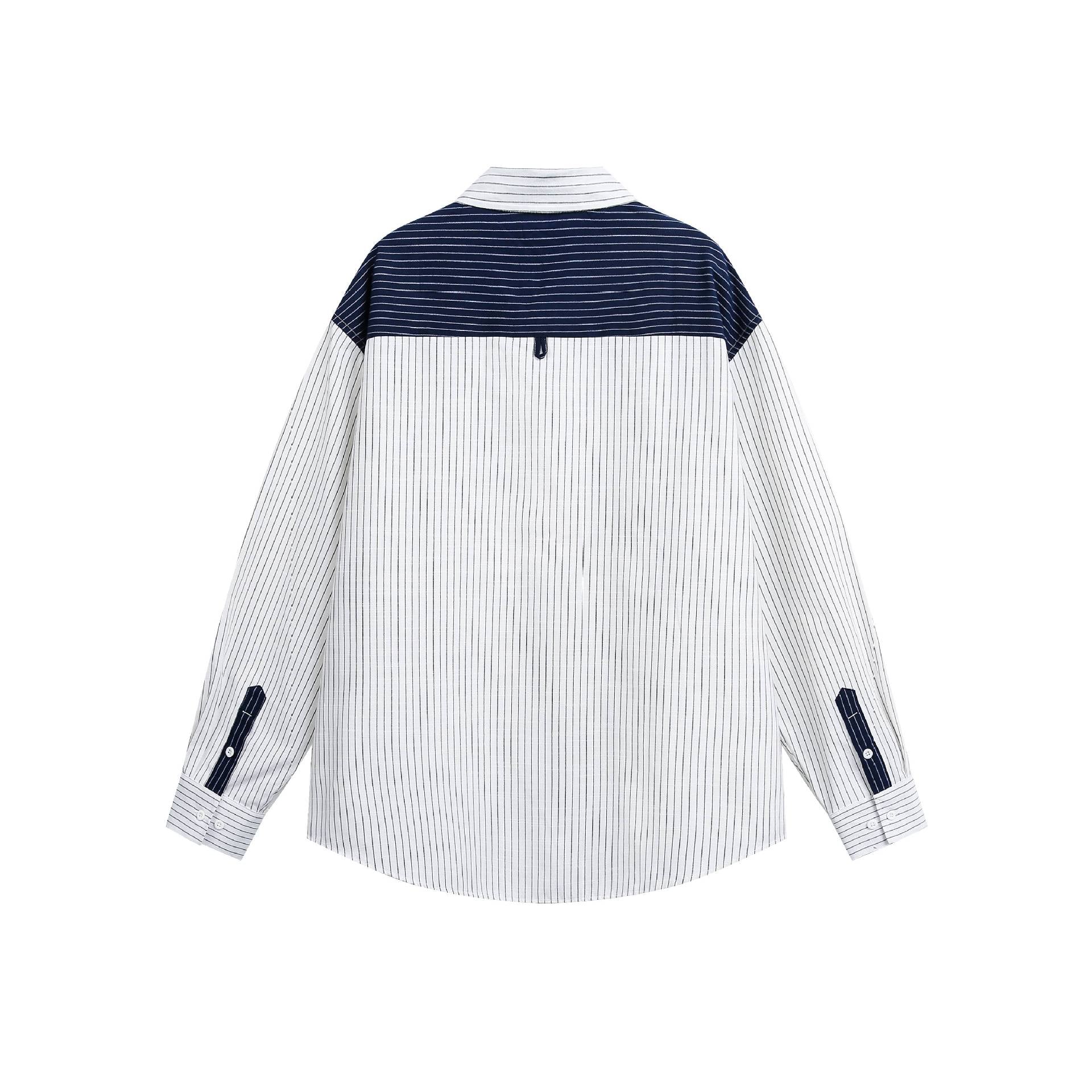 Unisex Oversized shirt with pinstripes and contrasting shoulder yoke Chichicherry