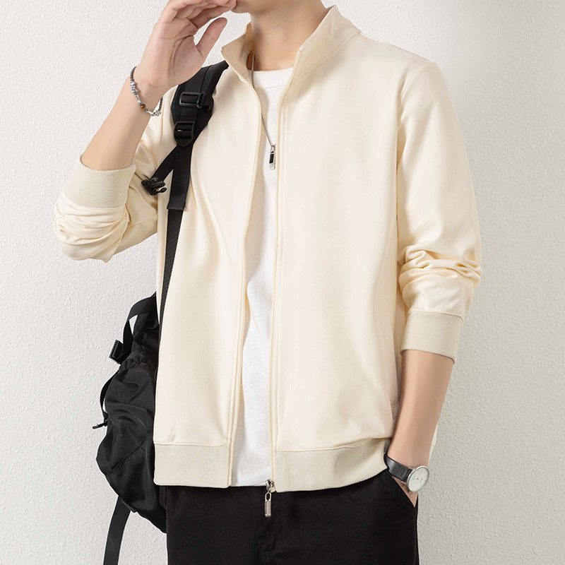Men's Minimalist Zip Blouson Jacket made of technical stretch material with stand-up collar Chichicherry