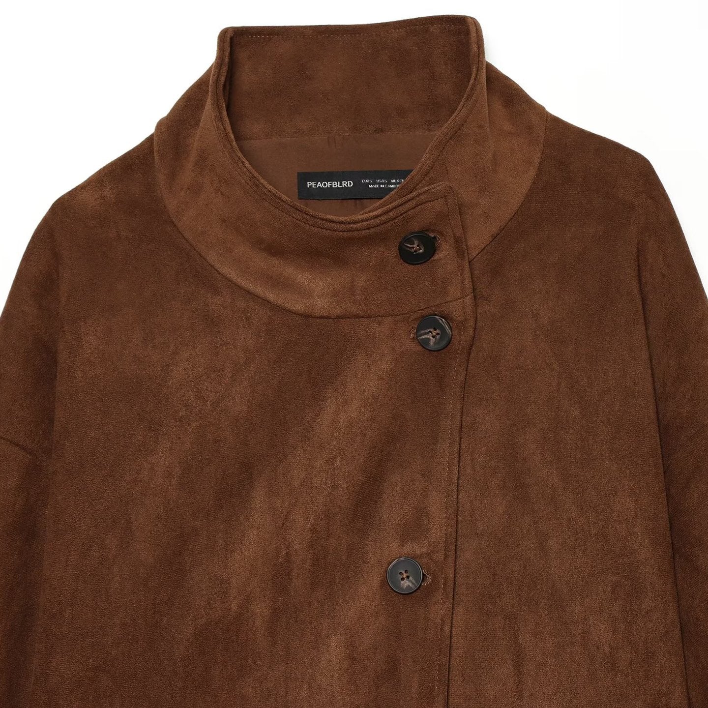 Women's Boxy Short Jacket in Suede Look with High Stand-up Collar Chichicherry